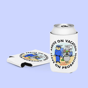 Sock Puppet Master Vacation/Probation Can Cooler