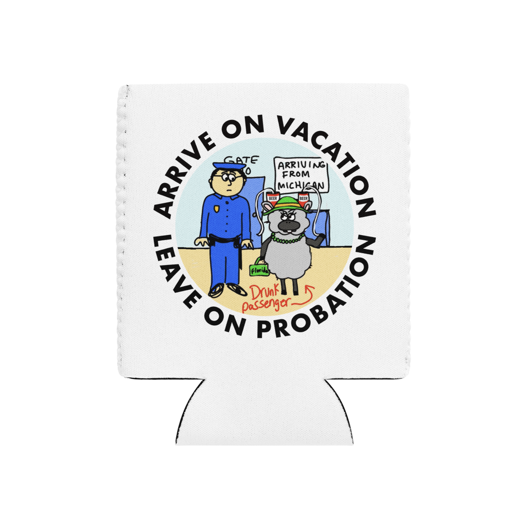 Sock Puppet Master Vacation/Probation Can Cooler