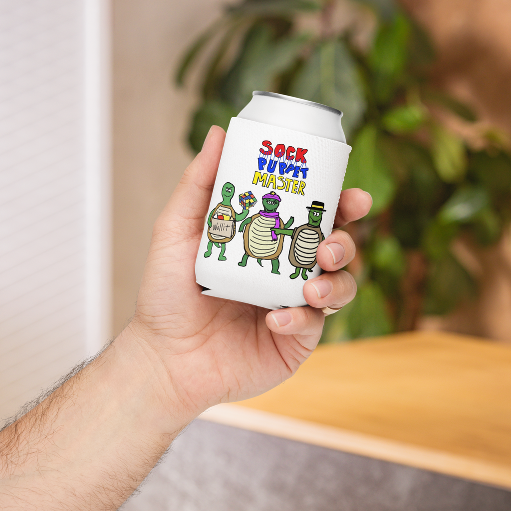 Sock Puppet Master Turtle Trio Can Cooler