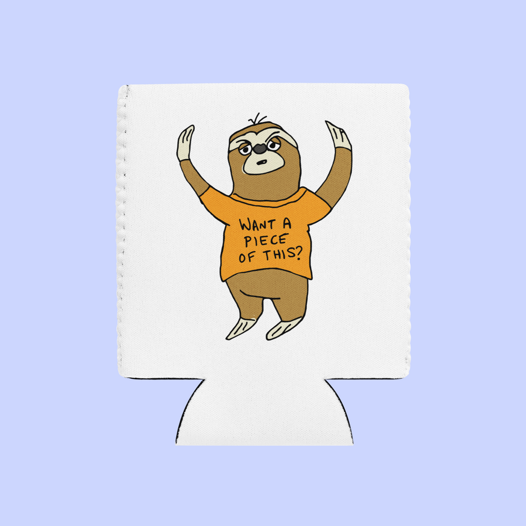 Sock Puppet Master "Piece of This" Sloth Can Cooler