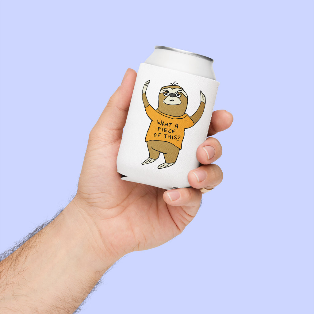 Sock Puppet Master "Piece of This" Sloth Can Cooler