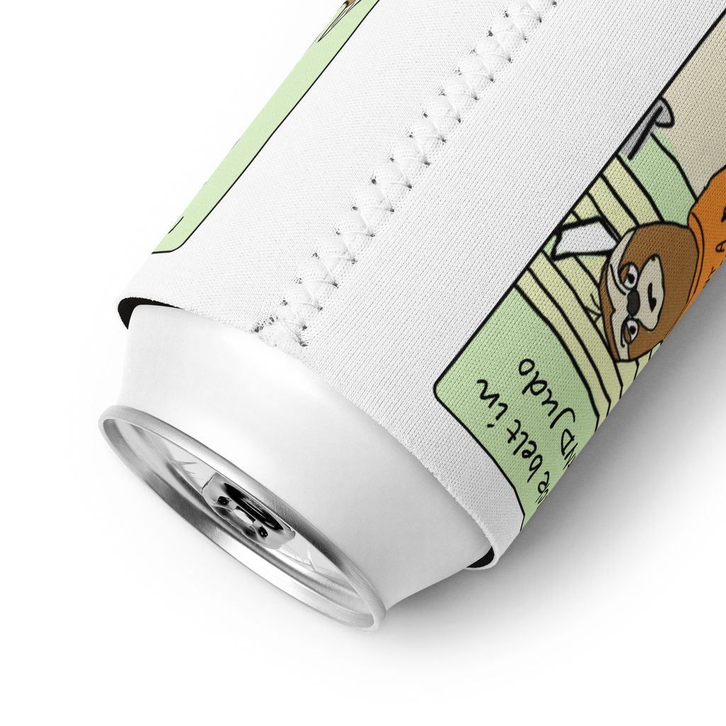 Sock Puppet Master Fighting Sloth Can Cooler