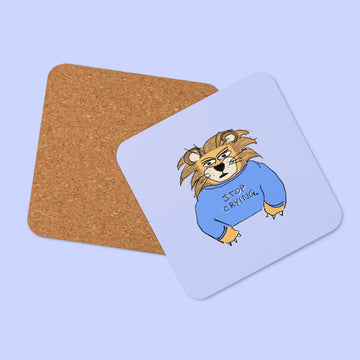 Sock Puppet Master Stop Crying Lion Coaster