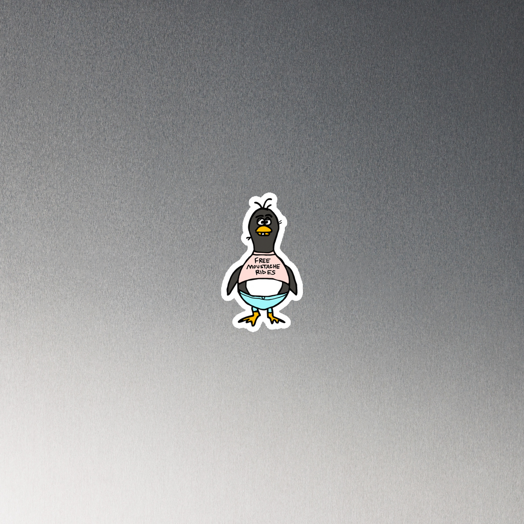 Sock Puppet Master "Free Moustache Rides" Penguin Magnet