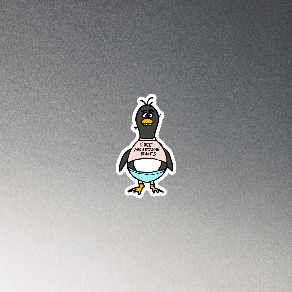 Sock Puppet Master "Free Moustache Rides" Penguin Magnet