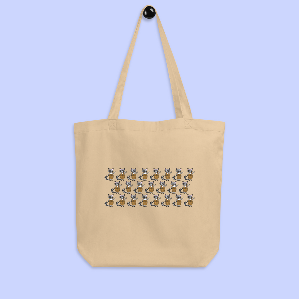 Sock Puppet Master Cute Raccoons Eco Tote Bag