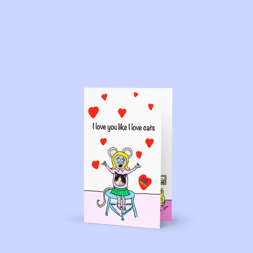 Sock Puppet Master "I Love Cats" Valentine's Day Card