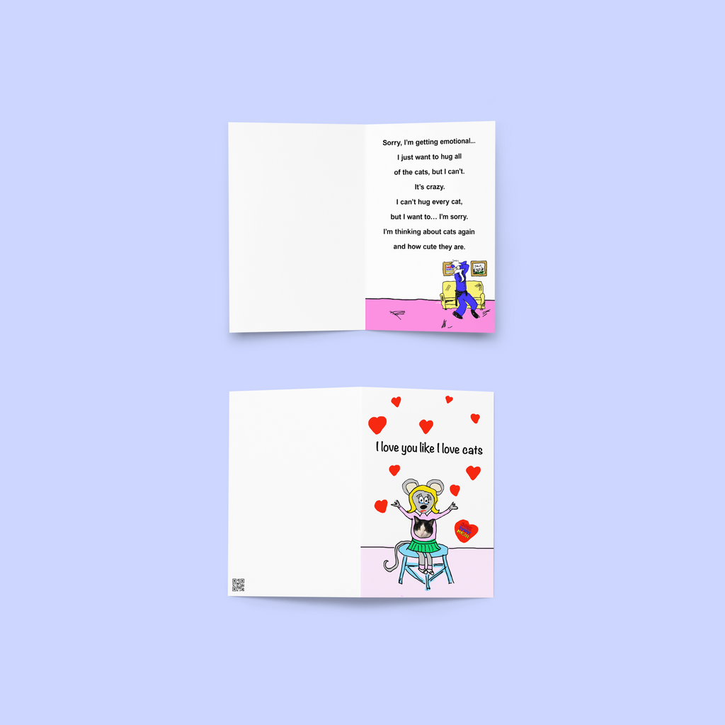 Sock Puppet Master "I Love Cats" Valentine's Day Card