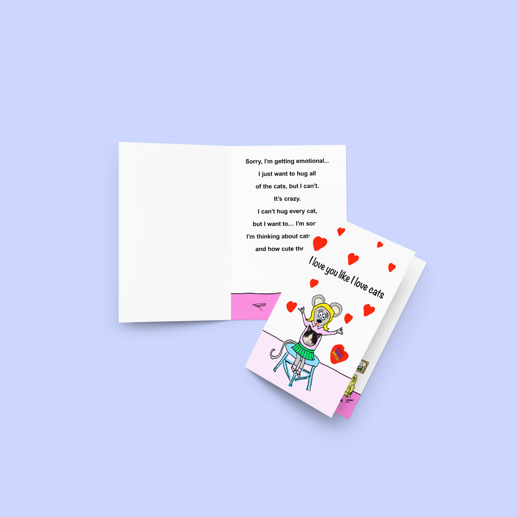 Sock Puppet Master "I Love Cats" Valentine's Day Card