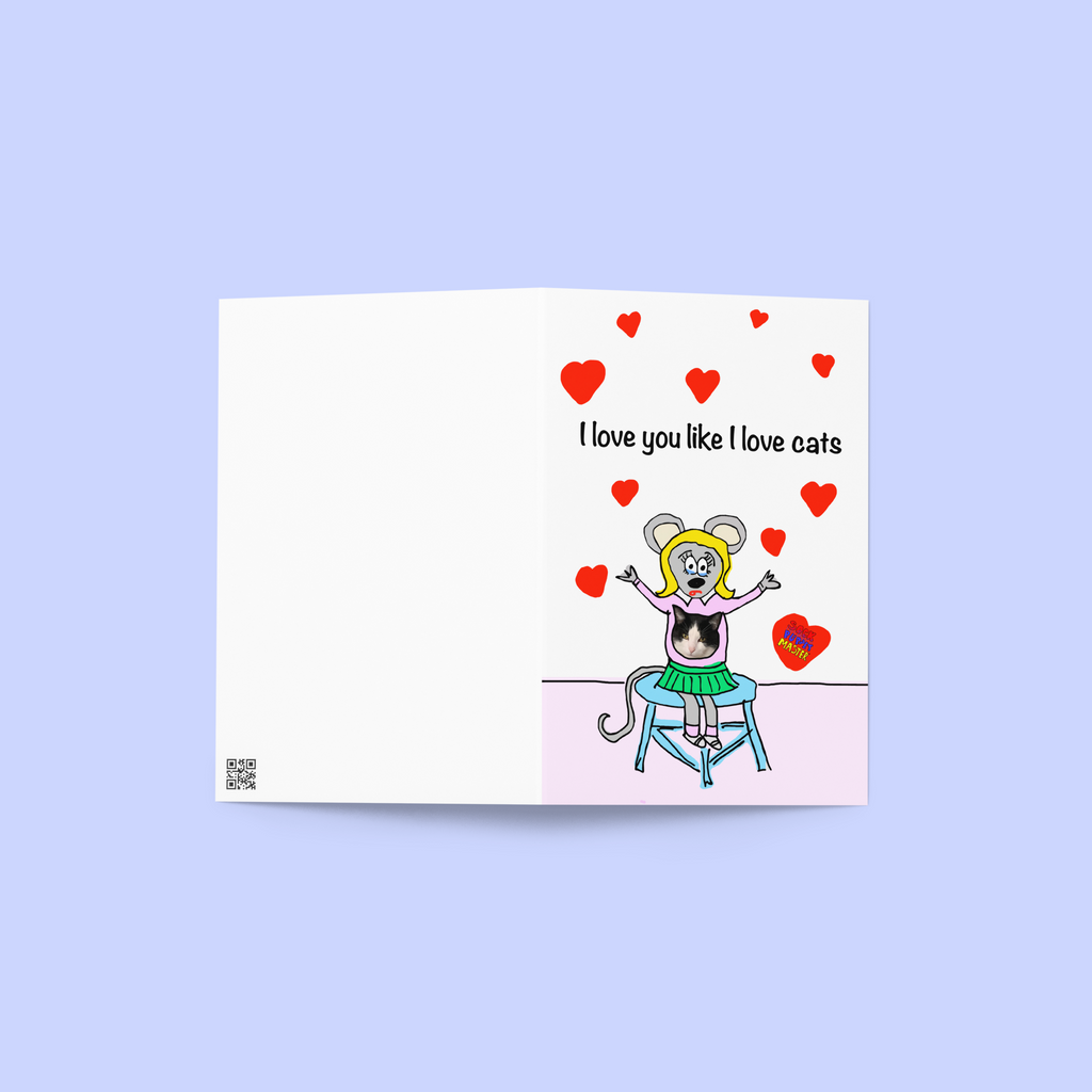Sock Puppet Master "I Love Cats" Valentine's Day Card