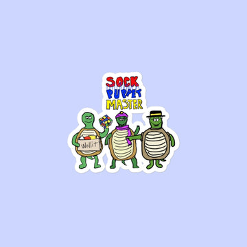 Sock Puppet Master Turtle Trio Bubble-free Sticker