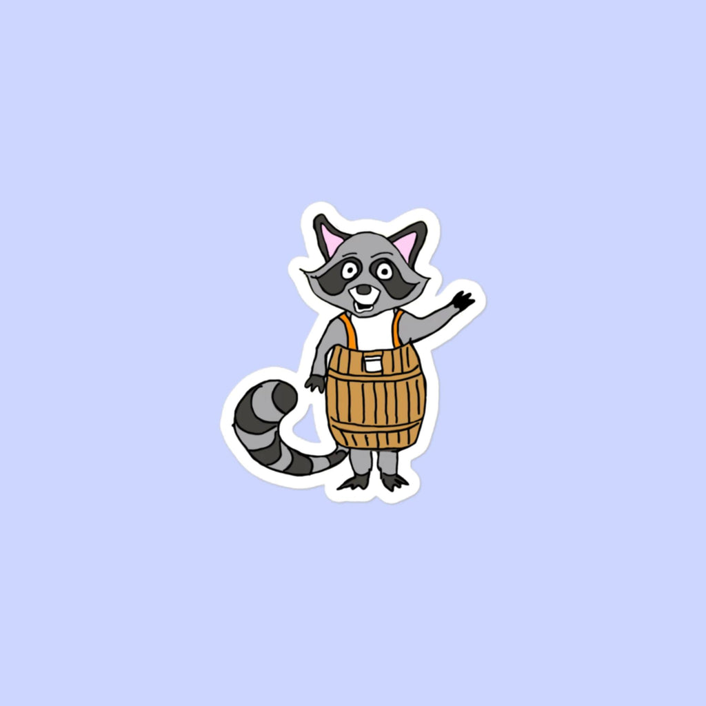 Sock Puppet Master Waving Raccoon Bubble-free Sticker