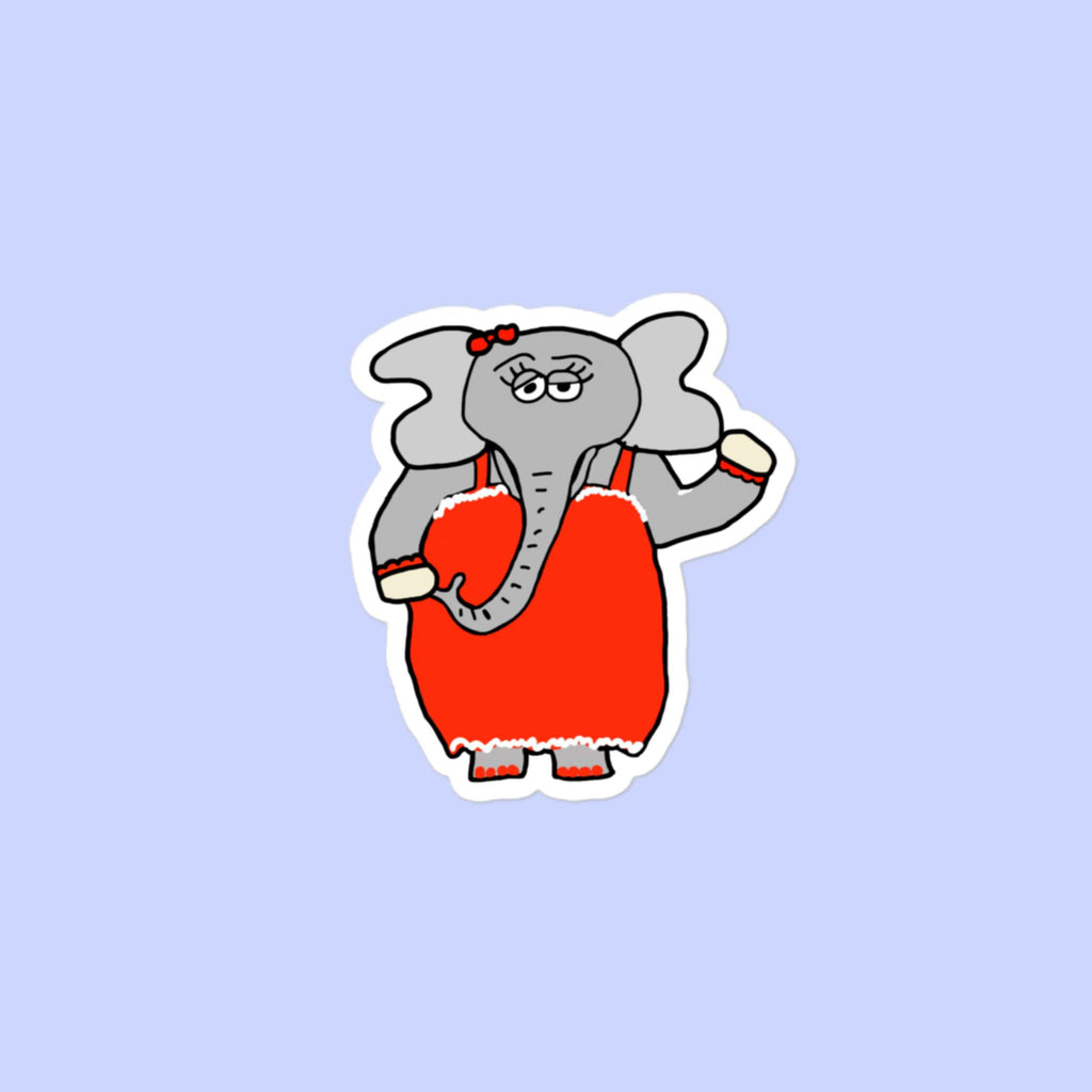 Sock Puppet Master Lady in Red Elephant Bubble-free Sticker