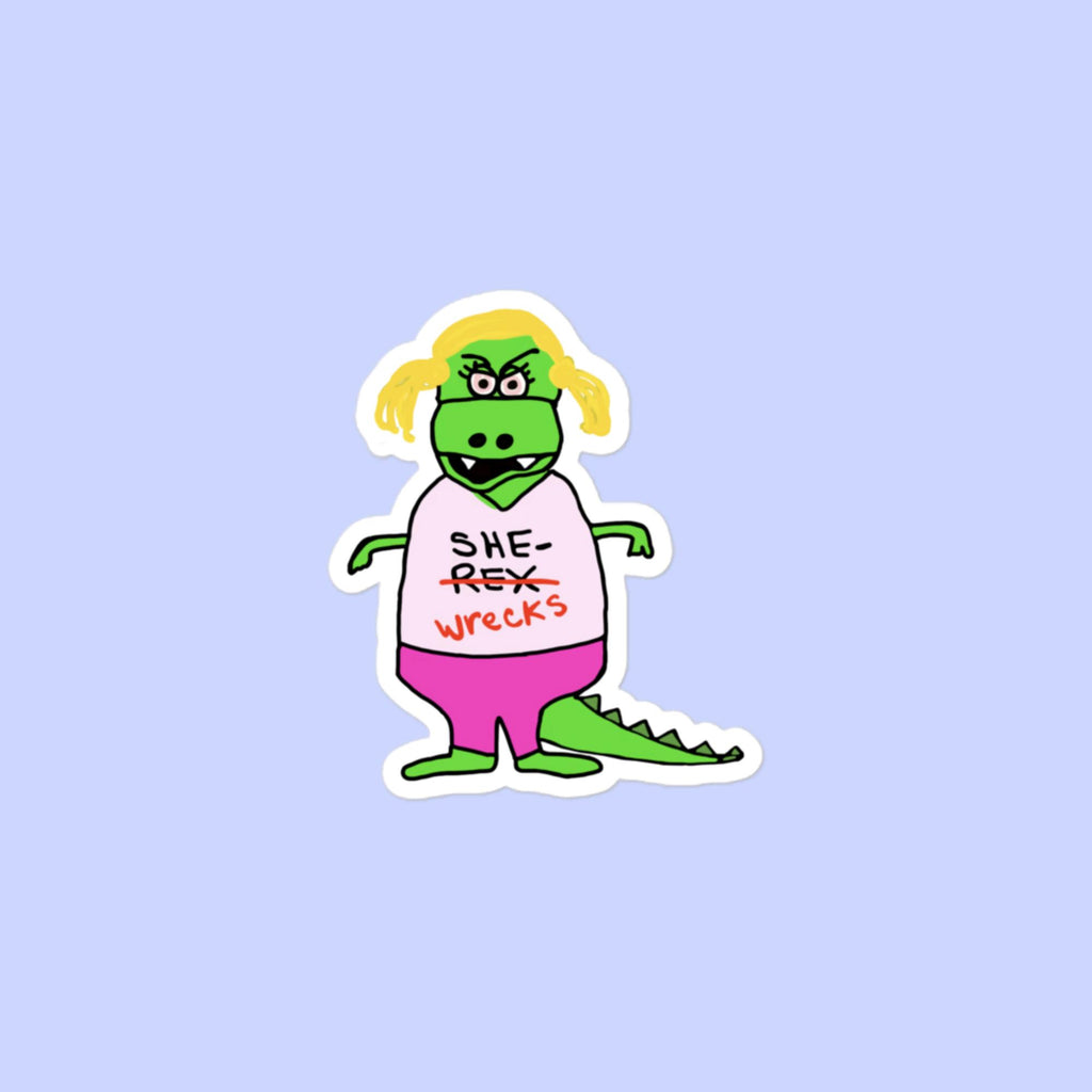 Sock Puppet Master "She-Wrecks" Dino Bubble-free Sticker
