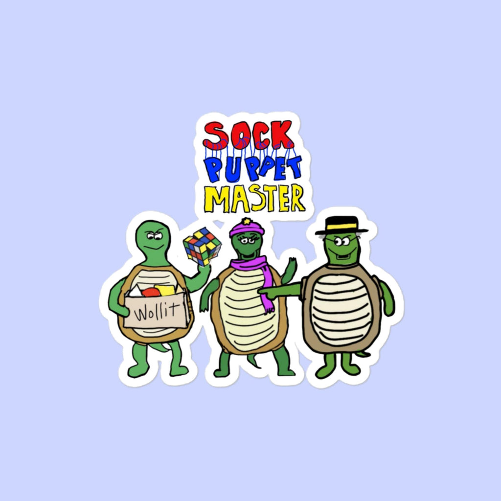 Sock Puppet Master Turtle Trio Bubble-free Sticker