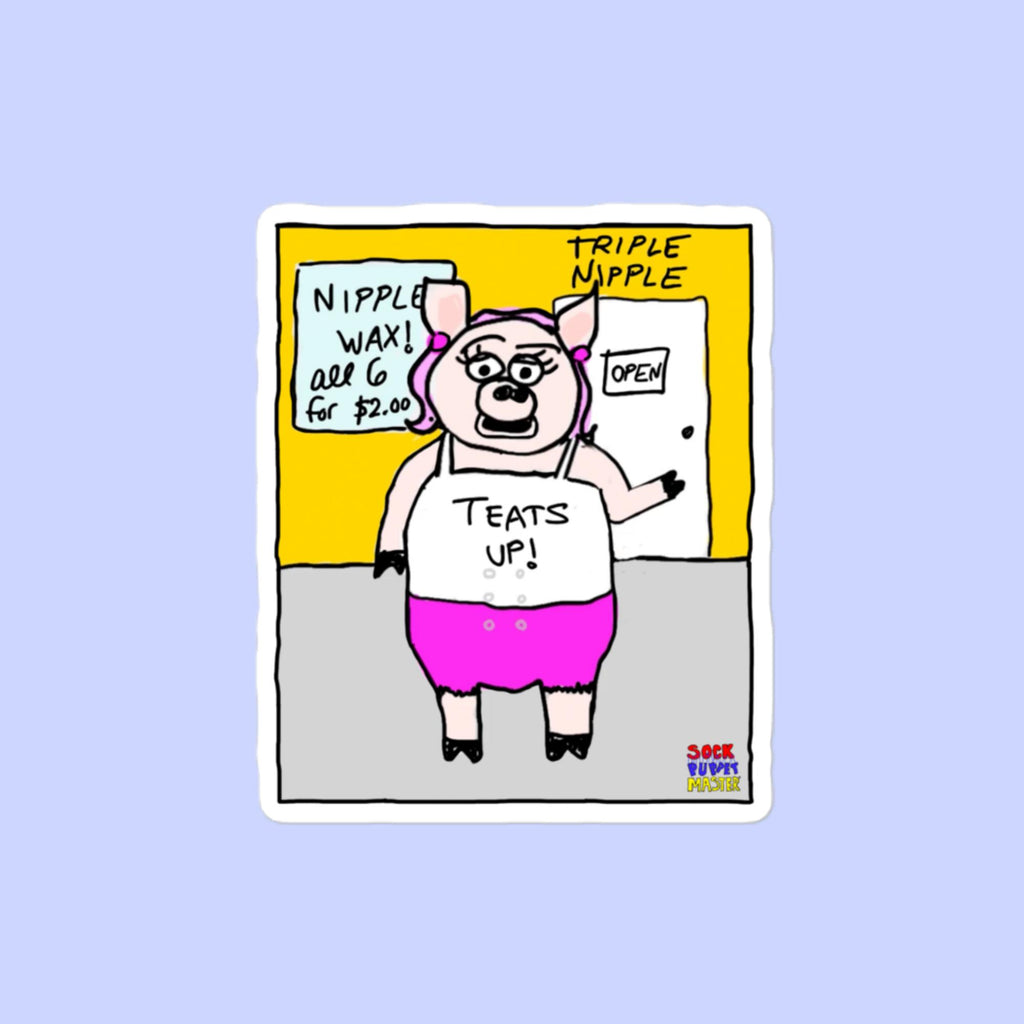 Sock Puppet Master "Teats Up!" Pig Bubble-free Sticker