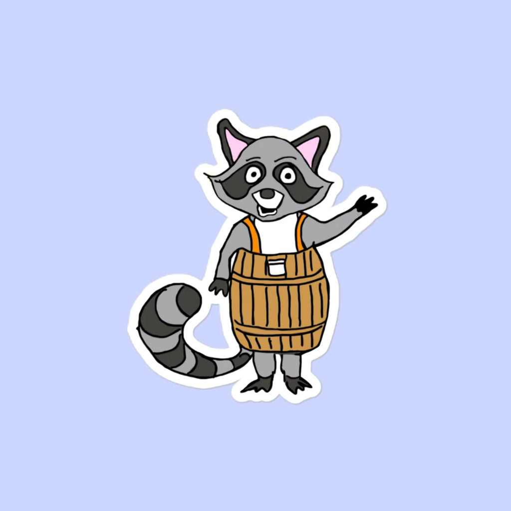 Sock Puppet Master Waving Raccoon Bubble-free Sticker