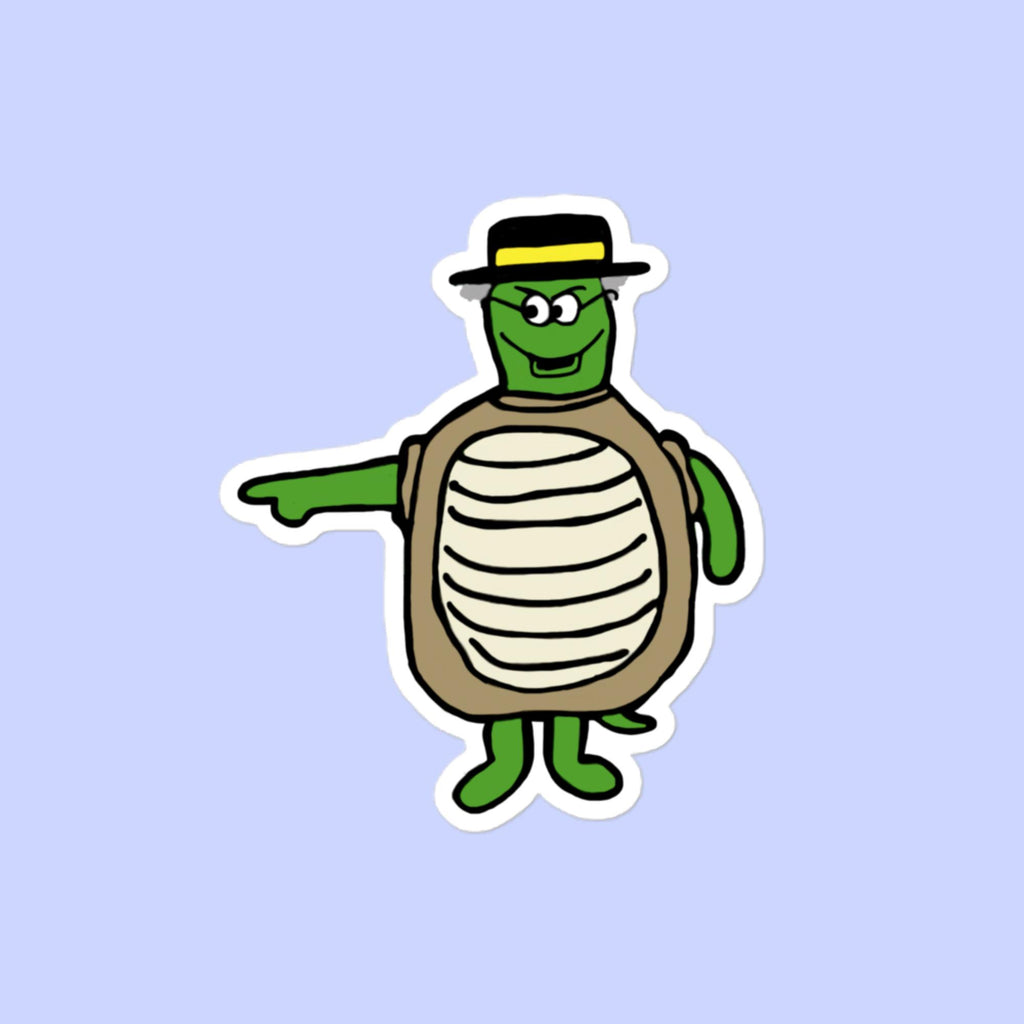 Sock Puppet Master Pointing Turtle Bubble-free Stickers