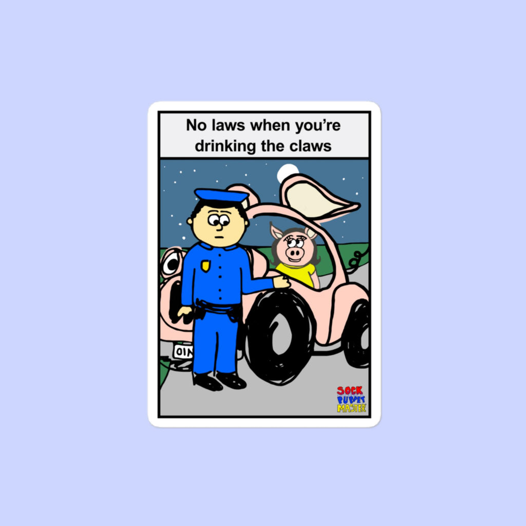 Sock Puppet Master "No Laws" Pig Bubble-free Sticker
