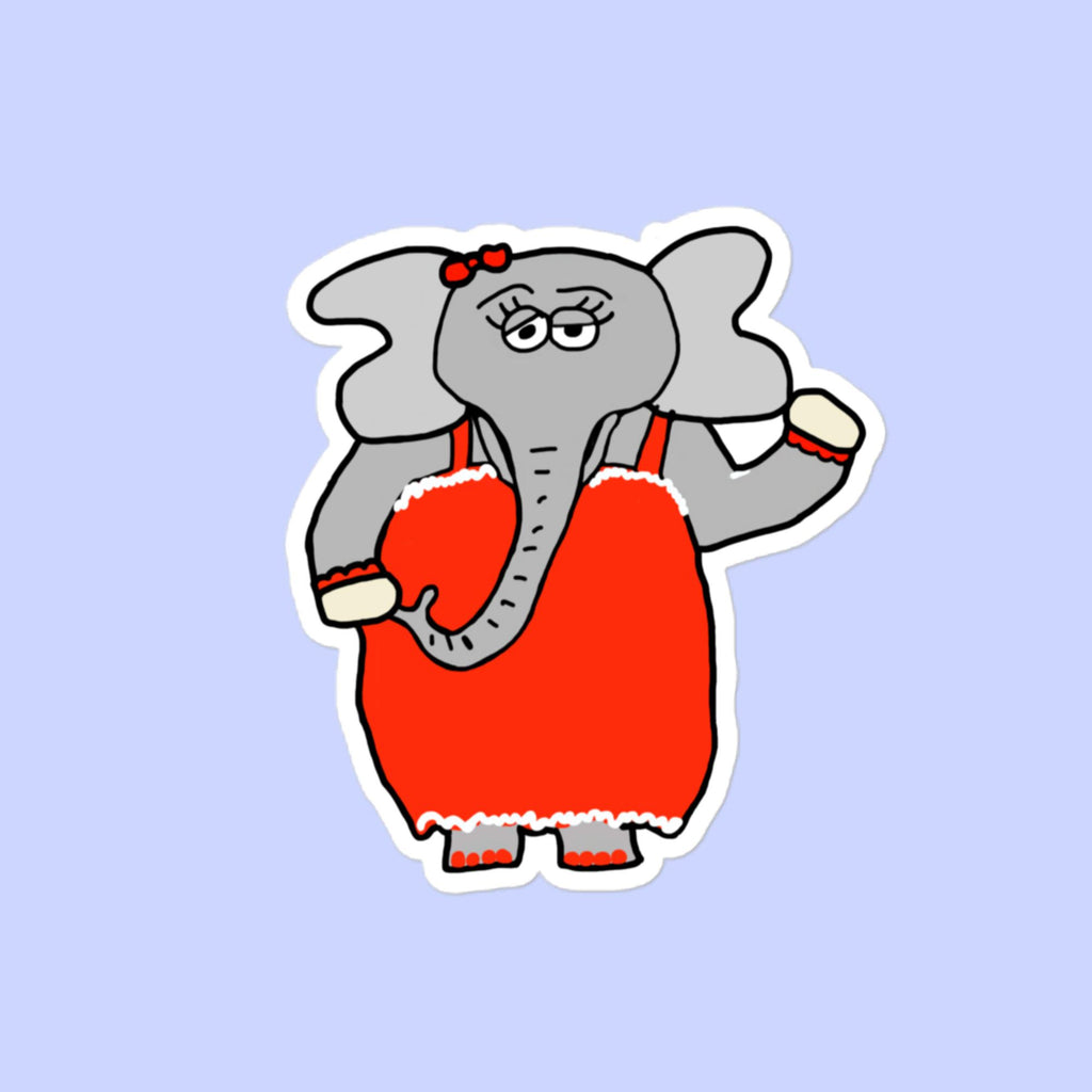 Sock Puppet Master Lady in Red Elephant Bubble-free Sticker