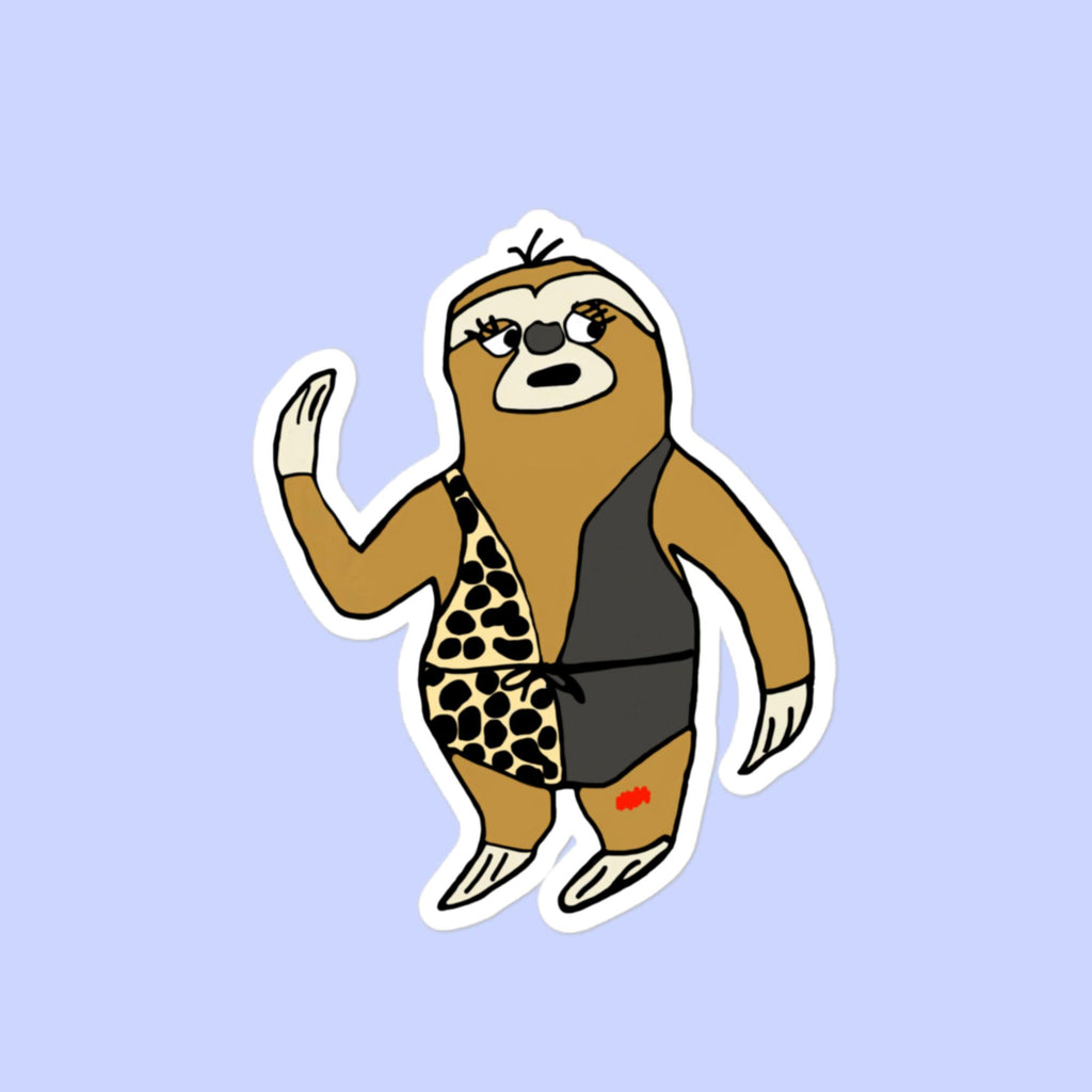 Sock Puppet Master Bikini Sloth Bubble-Free Sticker