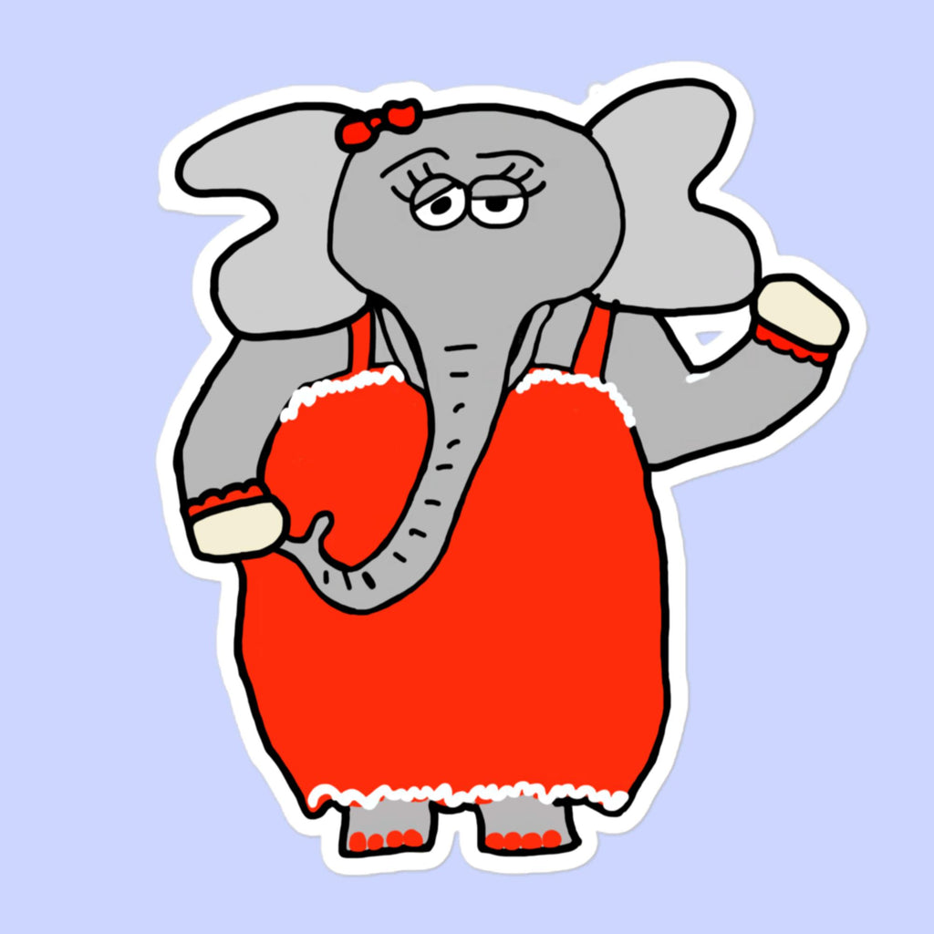 Sock Puppet Master Lady in Red Elephant Bubble-free Sticker