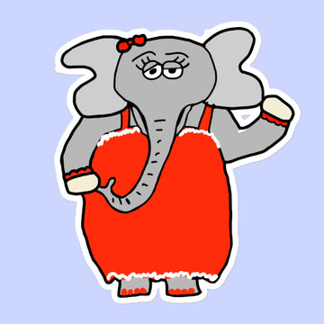 Sock Puppet Master Lady in Red Elephant Bubble-free Sticker