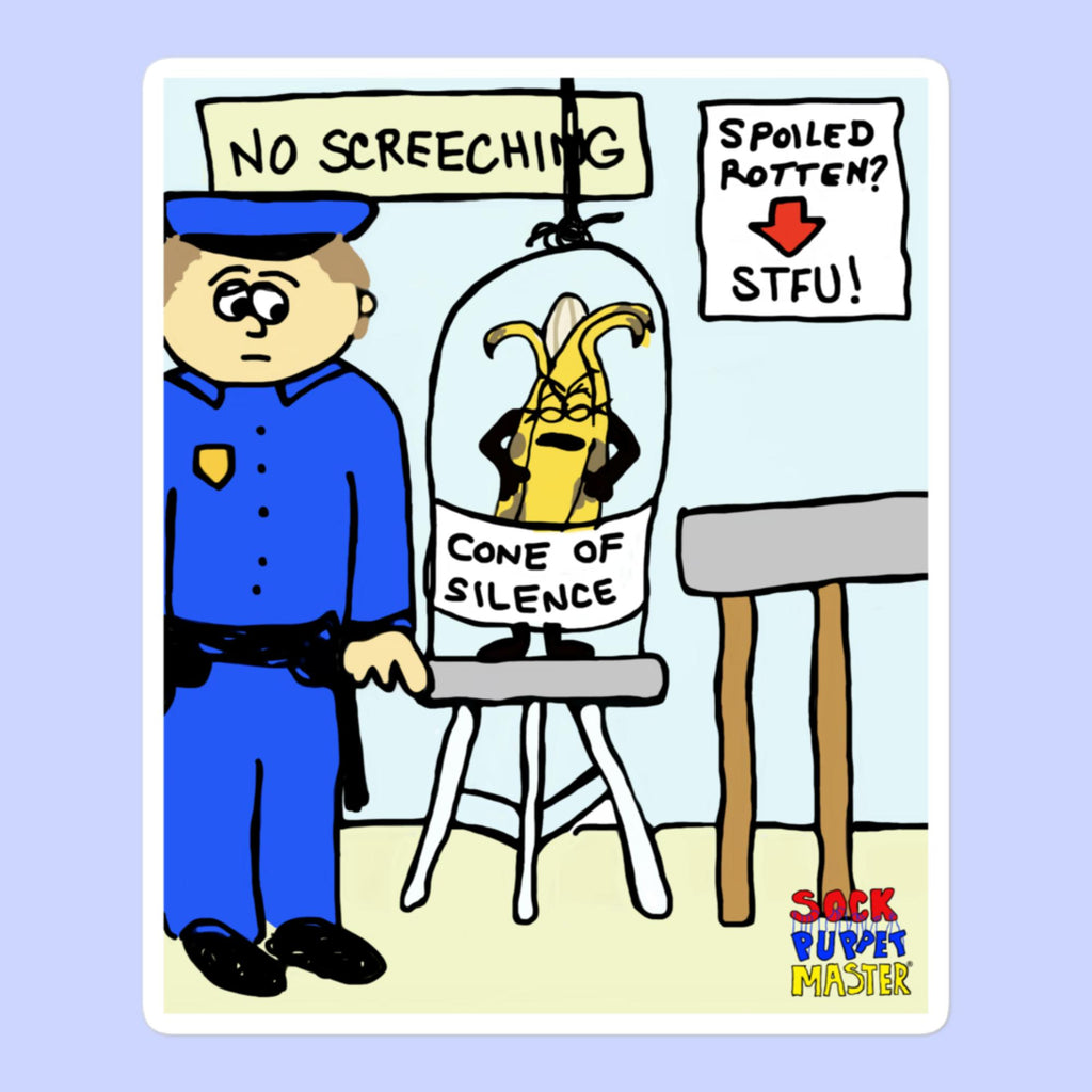 Sock Puppet Master "Cone of Silence" Banana Bubble-free Sticker
