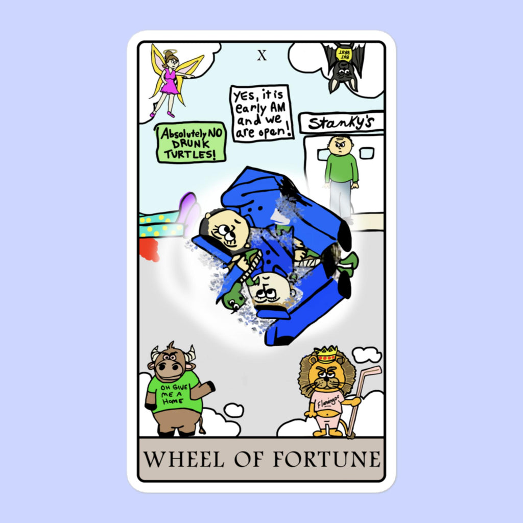 Sock Puppet Master "Wheel of Fortune" Tarot Card Bubble-free Sticker