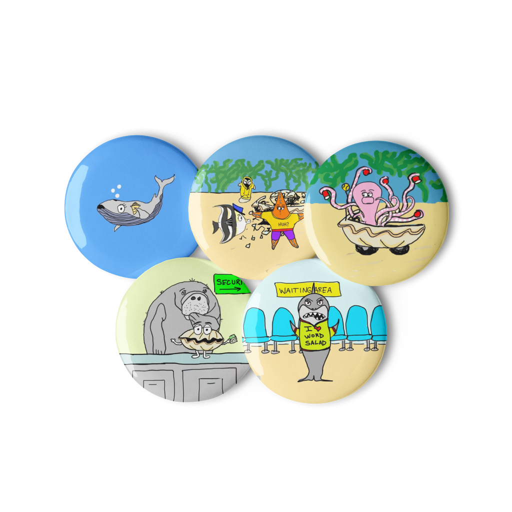 Sock Puppet Master "Under the Sea" Pin Buttons - Set of 5