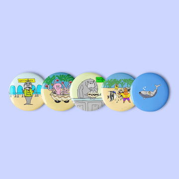 Sock Puppet Master "Under the Sea" Pin Buttons - Set of 5