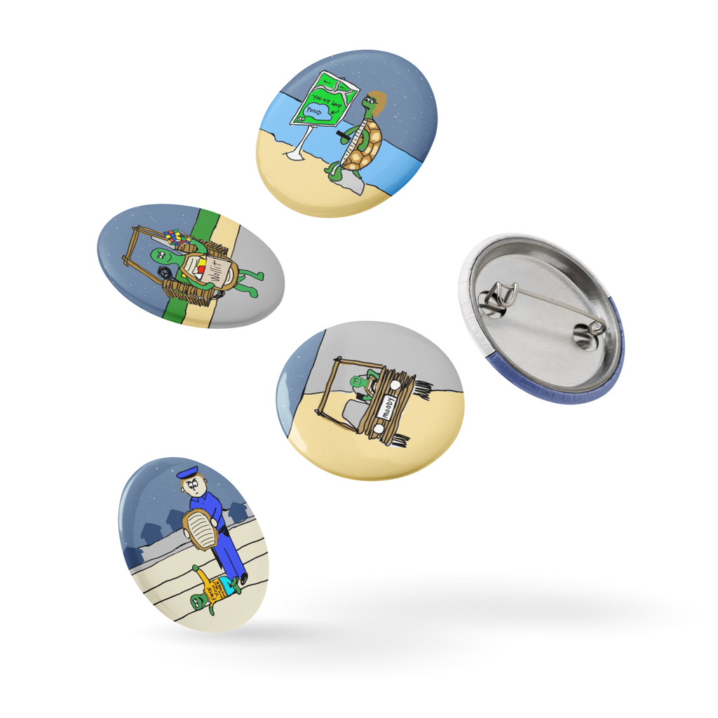 Sock Puppet Master "The Turtle Family" Pin Buttons - Set of 5