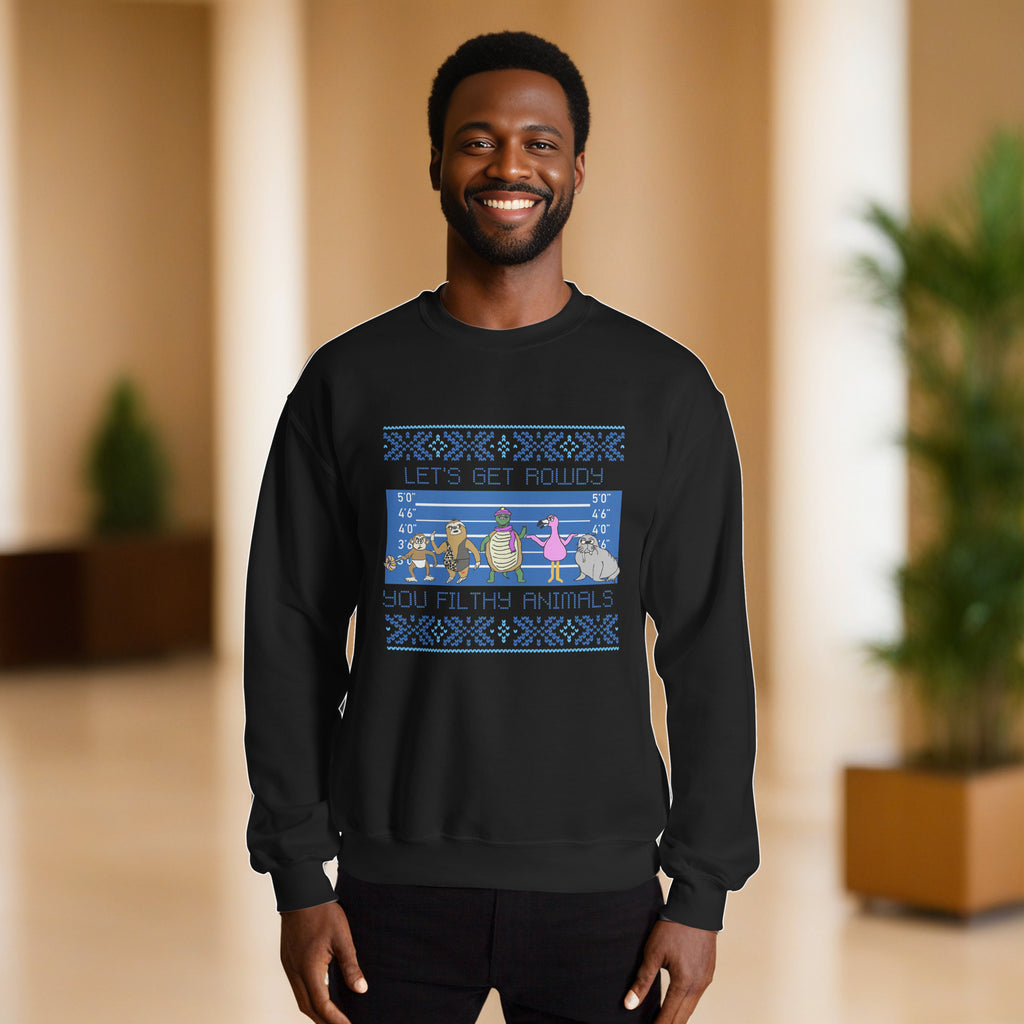 Sock Puppet Master "Let's Get Rowdy, You Filthy Animals" Holiday Sweatshirt