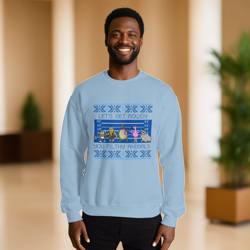 Sock Puppet Master "Let's Get Rowdy, You Filthy Animals" Holiday Sweatshirt