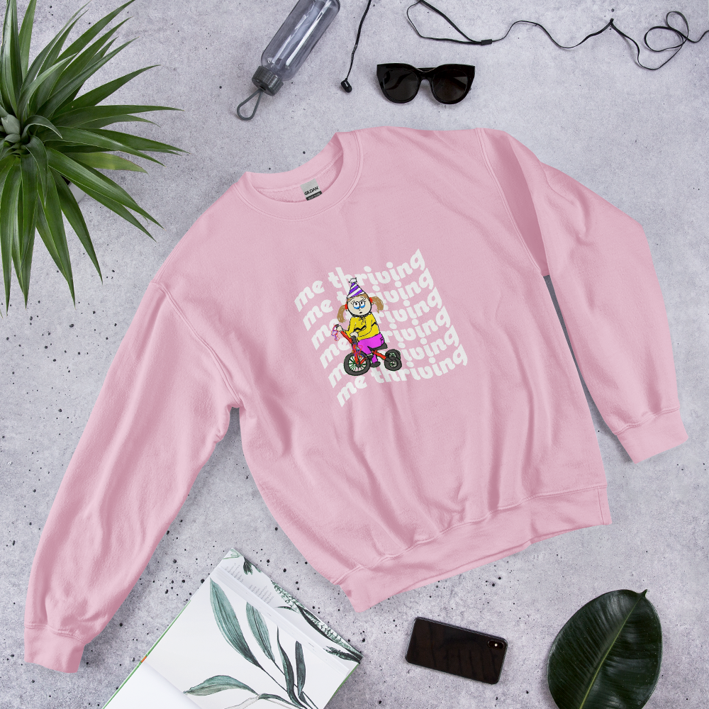 Sock Puppet Master "Me Thriving" Tricycle Girl Sweatshirt