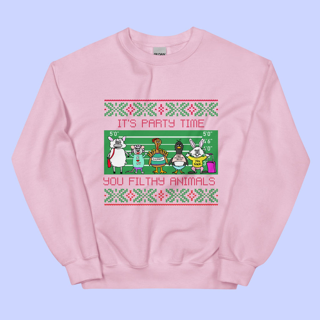 Sock Puppet Master "It's Party Time, You Filthy Animals" Holiday Sweatshirt
