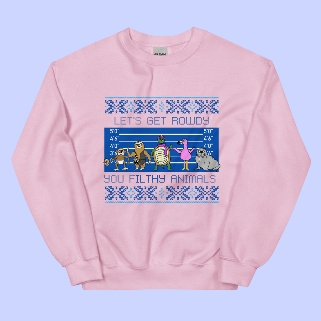 Sock Puppet Master "Let's Get Rowdy, You Filthy Animals" Holiday Sweatshirt