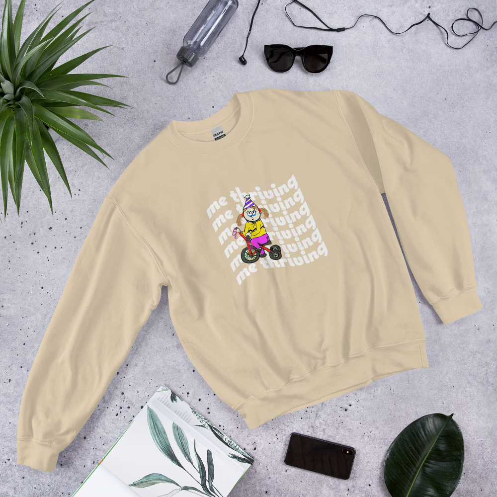 Sock Puppet Master "Me Thriving" Tricycle Girl Sweatshirt