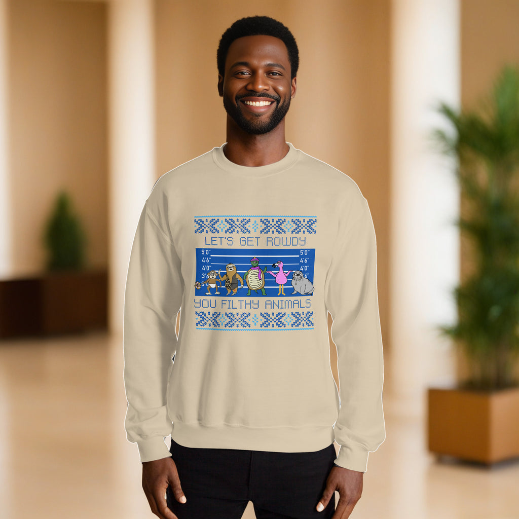 Sock Puppet Master "Let's Get Rowdy, You Filthy Animals" Holiday Sweatshirt