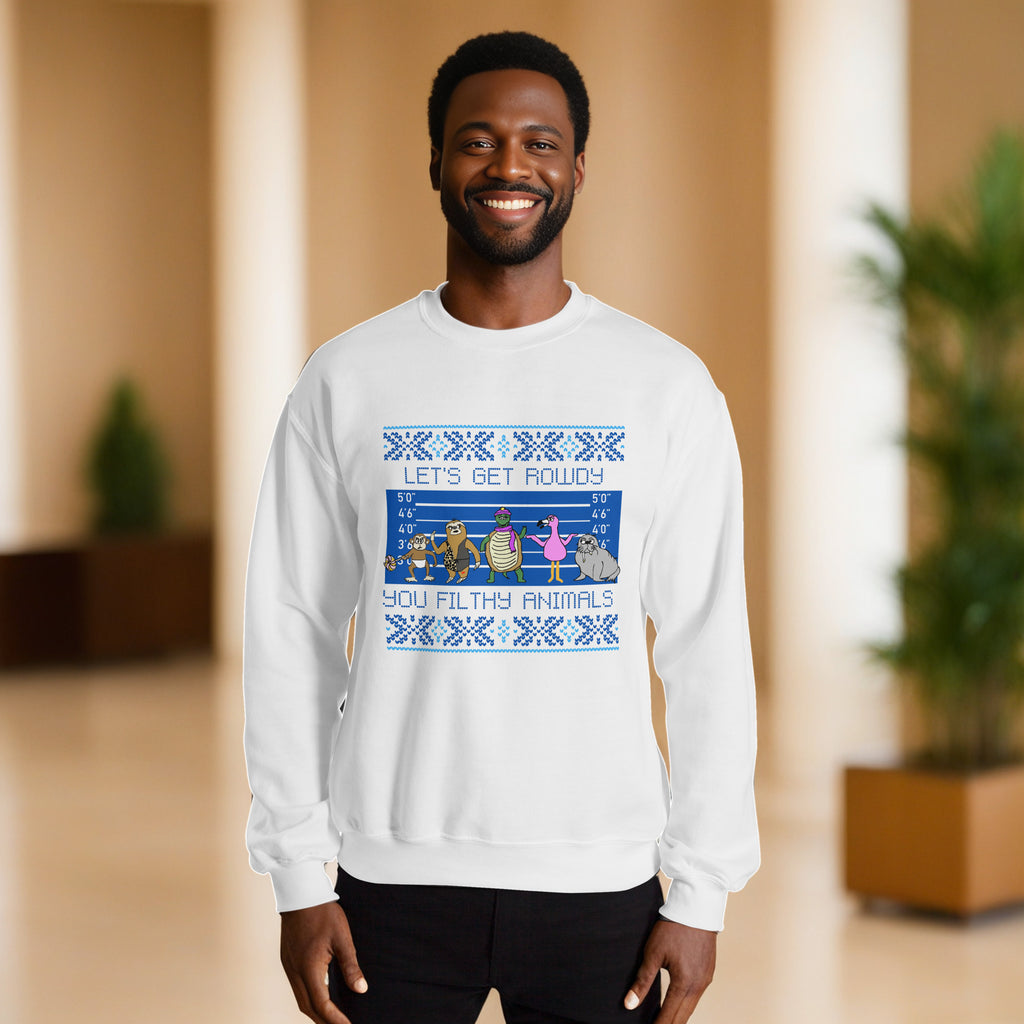 Sock Puppet Master "Let's Get Rowdy, You Filthy Animals" Holiday Sweatshirt