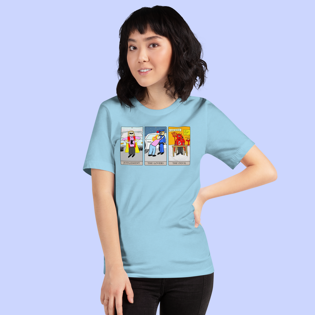 Sock Puppet Master Judgement, The Lovers & The Devil Tarot T-shirt
