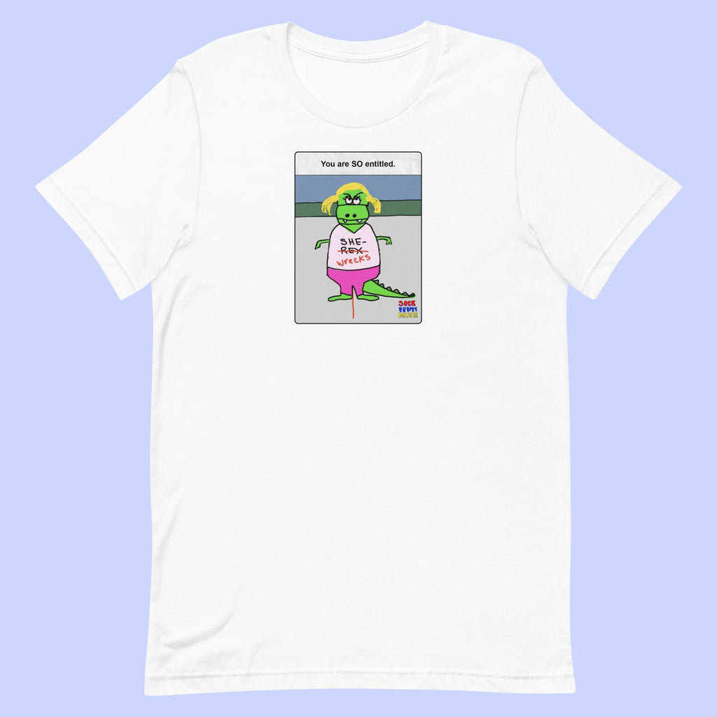 Sock Puppet Master Entitled She-Wrecks T-shirt