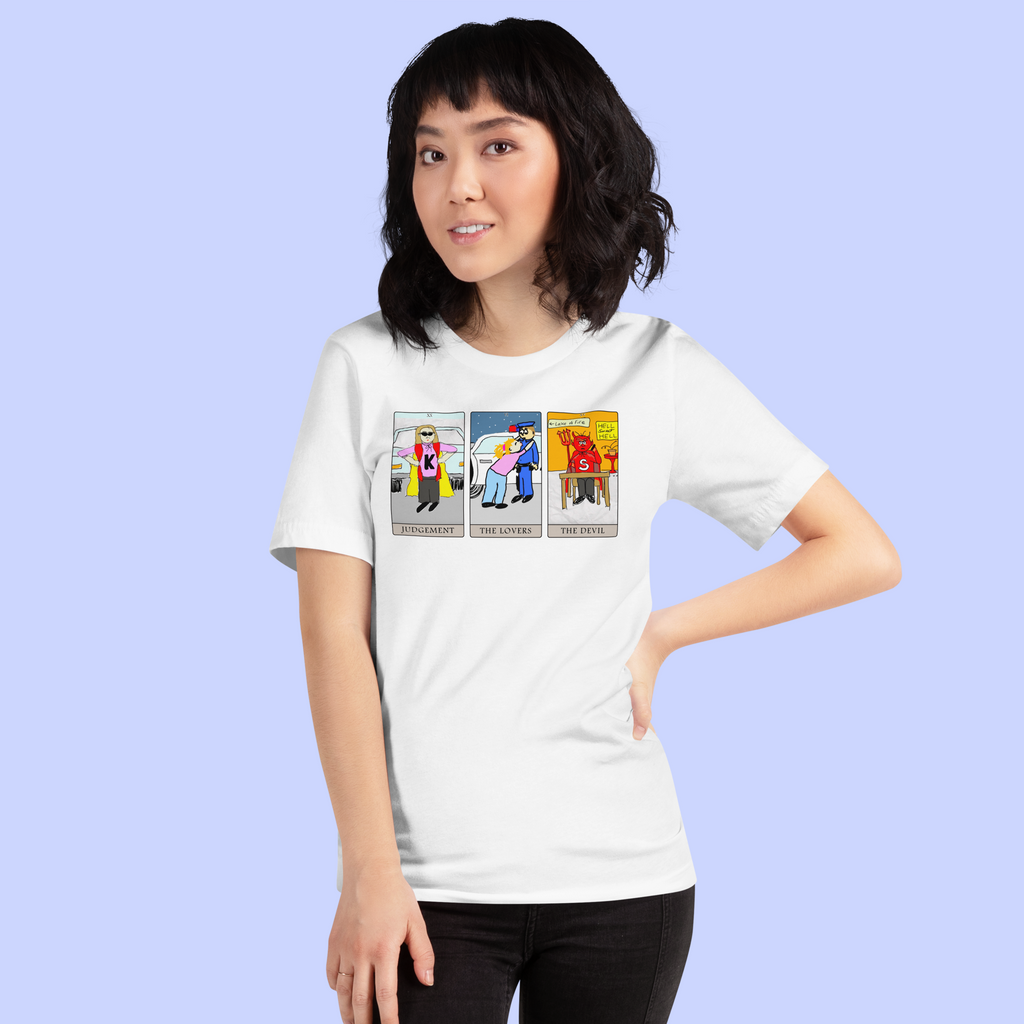 Sock Puppet Master Judgement, The Lovers & The Devil Tarot T-shirt
