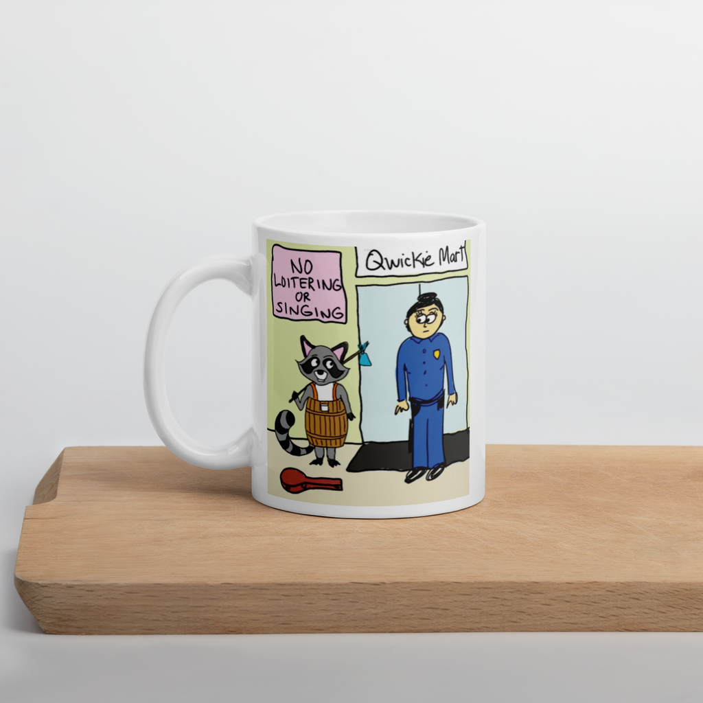 Sock Puppet Master Loitering Raccoon Mug