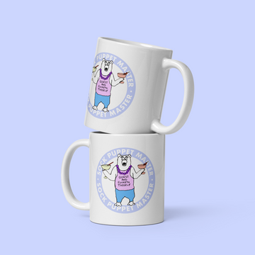 Sock Puppet Master "Goest and F*th Thyself" Polar Bear Mug