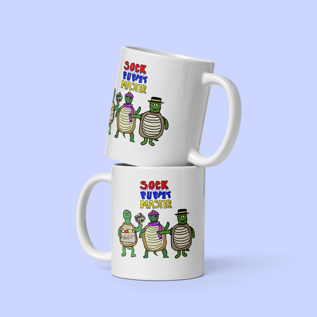 Sock Puppet Master Turtle Trio Mug