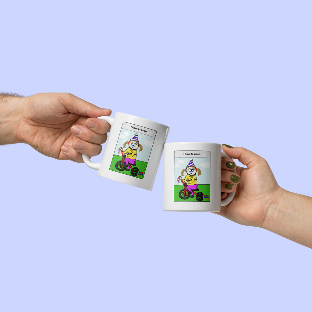 Sock Puppet Master "I Have to Poop" Tricycle Girl Mug