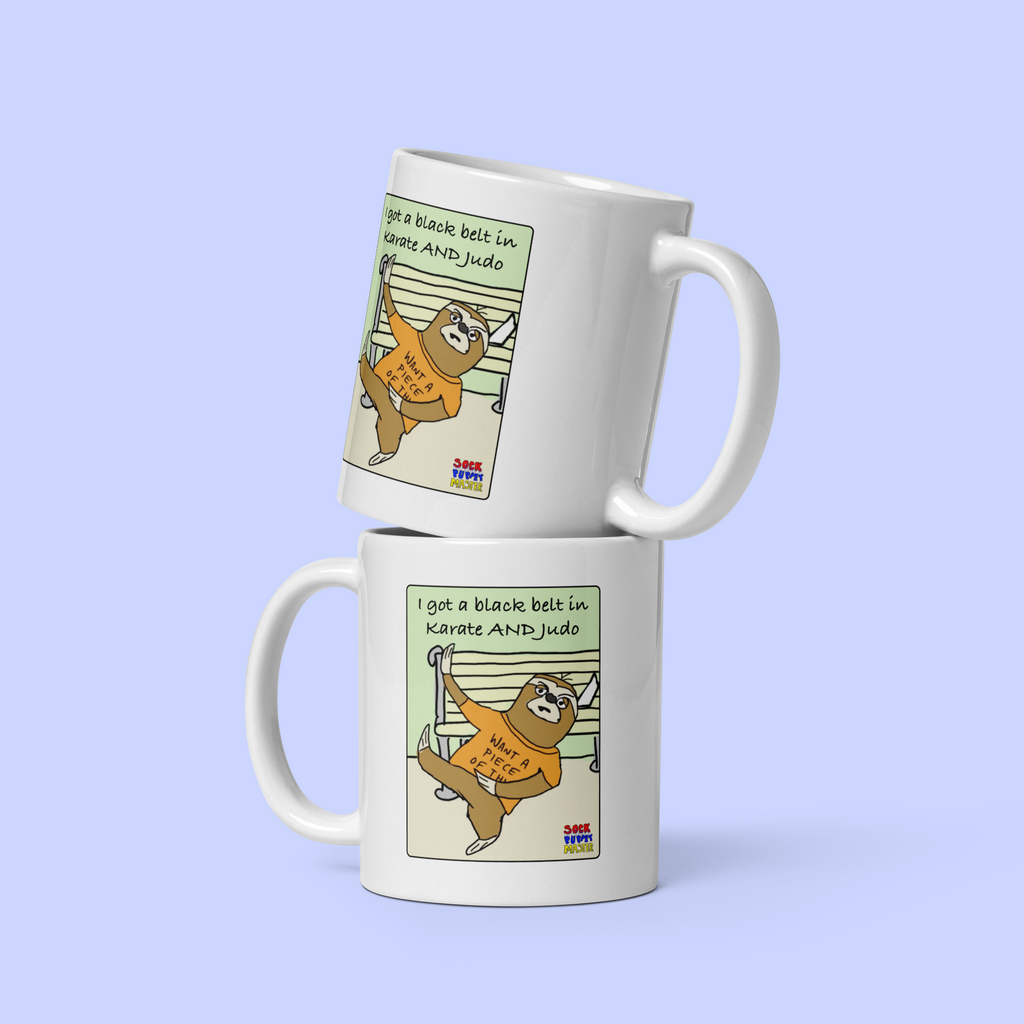 Sock Puppet Master Fighting Sloth Mug