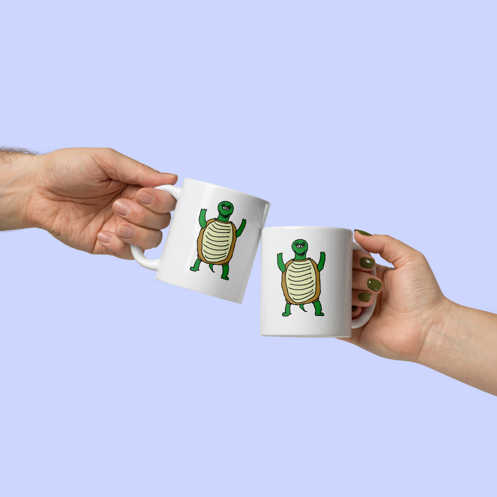 Sock Puppet Master Surprised Turtle Mug