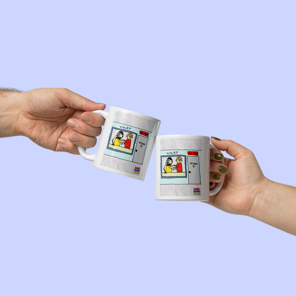 Sock Puppet Master Brawling Radio Hosts Mug